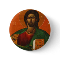 GREEK ORTHODOX ICON JESUS CHRIST PINBACK BUTTONS