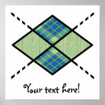 Green-03 Blue & Lime Green Poster