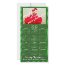 Green 2012 Calendar Custom Photo Christmas Cards Personalized Photo Card