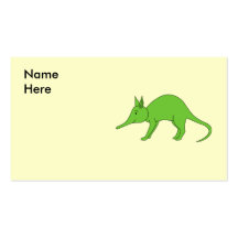 Green Aardvark. Illustration Cartoon. Business Cards