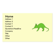 Green Aardvark. Illustration Cartoon. Business Card Template