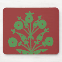 Green Abstract Floral Mouse Pad
