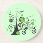 Green Abstract Tree Drink Coasters