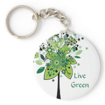 Green Abstract Tree Keychain