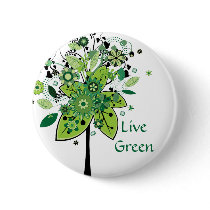 Green Abstract Tree Pinback Buttons