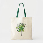 Green Abstract Tree Tote Bags
