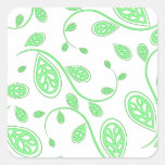 Green Abstract Vine Pattern on White Stickers