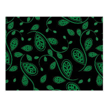 Green Abstract Vine Pattern Post Card