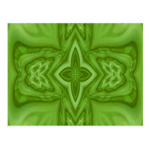 Green abstract wood cross post cards