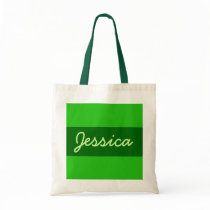 green Add your name Canvas Bags