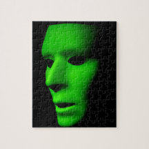 Green Alien Face on Black.jpg Puzzles
