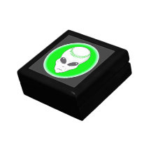 green alien head extreme baseball design keepsake box