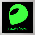 Green Alien Head Poster/Print