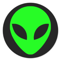 Green Alien Head Stickers