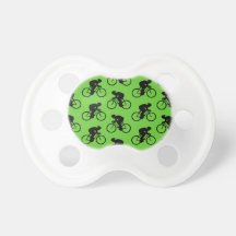 Green and Black Bicycle Pattern. Baby Pacifier