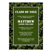 Green and Black Camo Graduation Announcement invitations