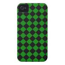 Green and Black Diagonal Checkerboard Design Case-Mate iPhone 4 Case