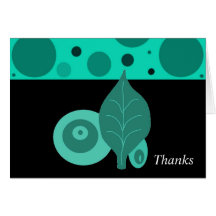 Green and Black Leaf Thank You Greeting Card
