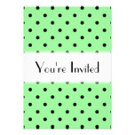 Green and Black Polka Dot Pattern. Invitation
