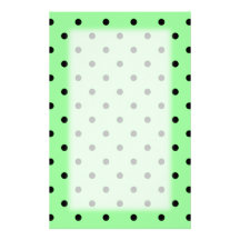 Green and Black Polka Dot Pattern. Stationery Paper
