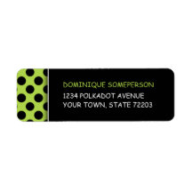 Green and Black Polka Dot Return Address Label