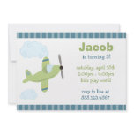 Green and Blue Airplane Birthday Party Invitations