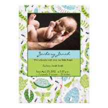 Green and Blue Animals Photo Baby Boy Announcement