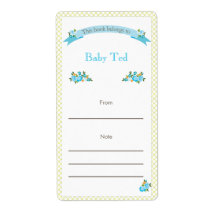 Green and Blue Floral Bookplate Custom Shipping Label