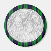 Green and Blue Striped photo frame Magnet