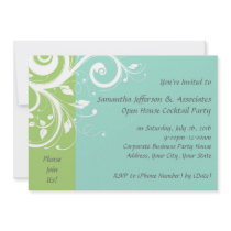 Green and Blue Swirl Corporate Party Invitation