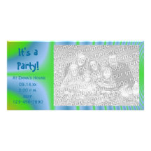 Green and Blue Tie Dye Party Invitation Photo Card