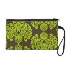 green and brown damask ornate pattern wristlets