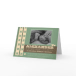 Green and Cream Baby Birth Announcement Card
