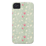 Green and cream floral fun stylish iphone 4 case