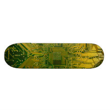 Green and Gold Electronic Computer Circuit Board Custom Skate Board