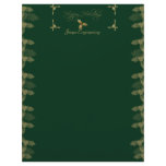 Green and Gold Elegant Holly Christmas Letterhead