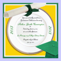 Green and Gold Graduation Party Invitations invitations