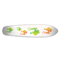 Green and Goldfish skateboards