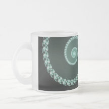 Green and Grey Fractal Spiral Coffee Mugs