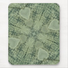 Green and ivory lace hearts mousepads