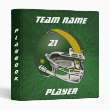 Green and Mustard Yellow Football Helmet Vinyl Binders