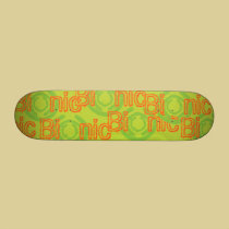 Green and Orange Bionic Design skateboards