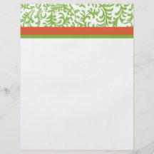 Green and Orange Floral Damask Pattern Flyer