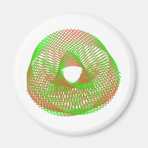 Green and orange spirograph refrigerator magnets