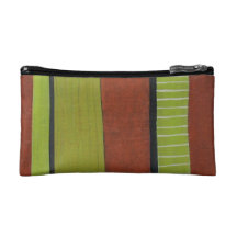 Green and orange stripe cosmetic bags