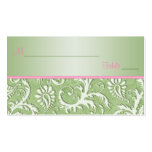 Green and Pink Damask Placecards Business Card Templates