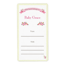 Green and Pink Floral Bookplate Personalised Shipping Labels