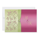 Green and Pink Floral Monogrammed Invitation