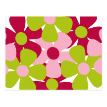 Green and Pink Flowers Postcard