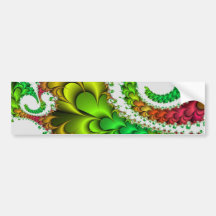 Green and Pink Fractal Swirls and Twirls Bumper Sticker